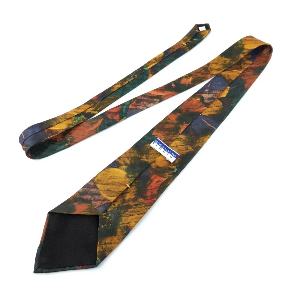 Vintage Oscar‎ De La Renta Tie Men Floral Paisley Print USA Set of 2 Necktie
